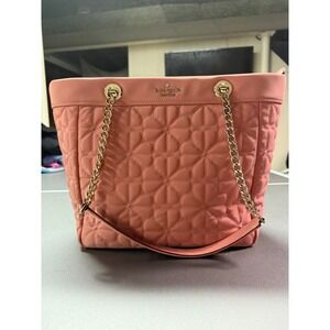 Kate Spade New York Spade Flower Quilted Medium Tote Terracotta Pink KK156 NEW
